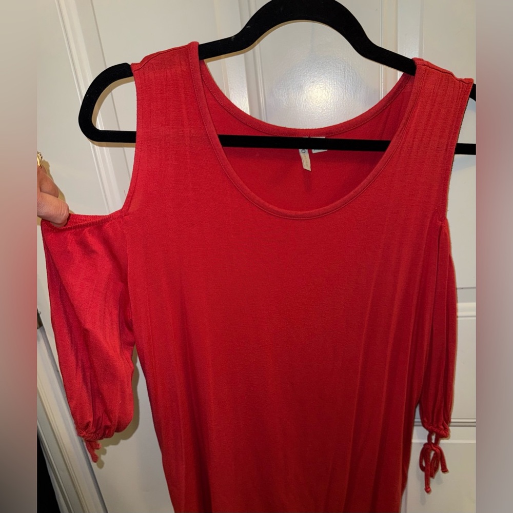 Cato Red Cold Shoulder Blouse